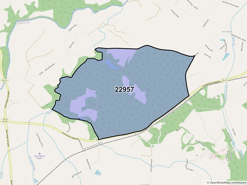 Map of Montpelier Station, Virginia and ZIP codes
