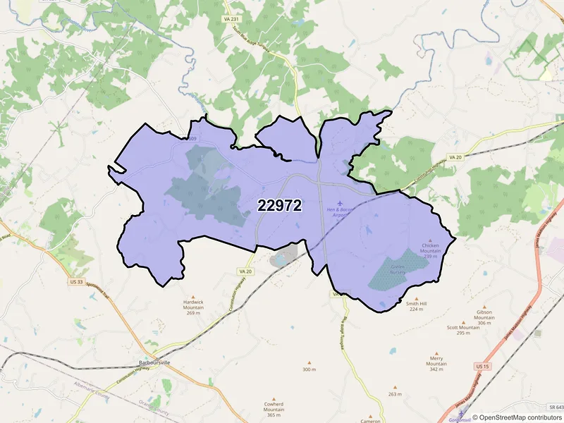 Map of ZIP Code 22972 — Somerset, VA