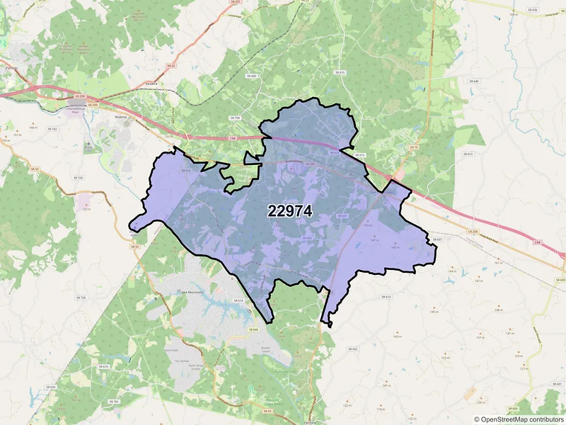Map of Troy, Virginia and ZIP codes
