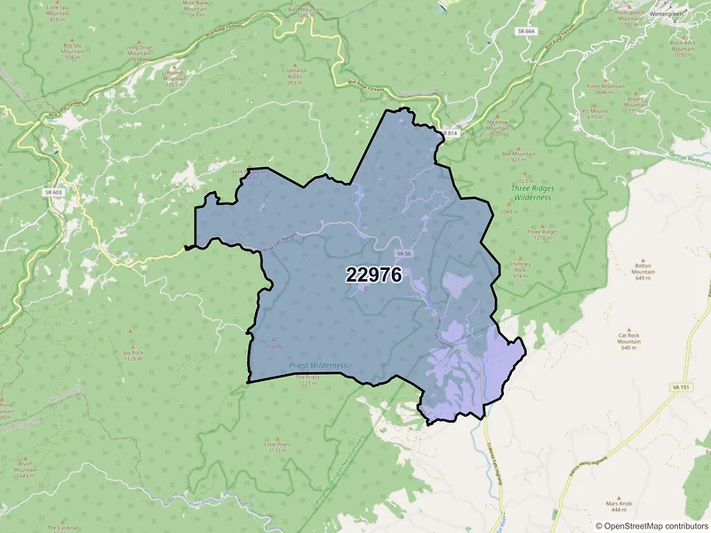 Map of ZIP Code 22976 — Tyro, VA