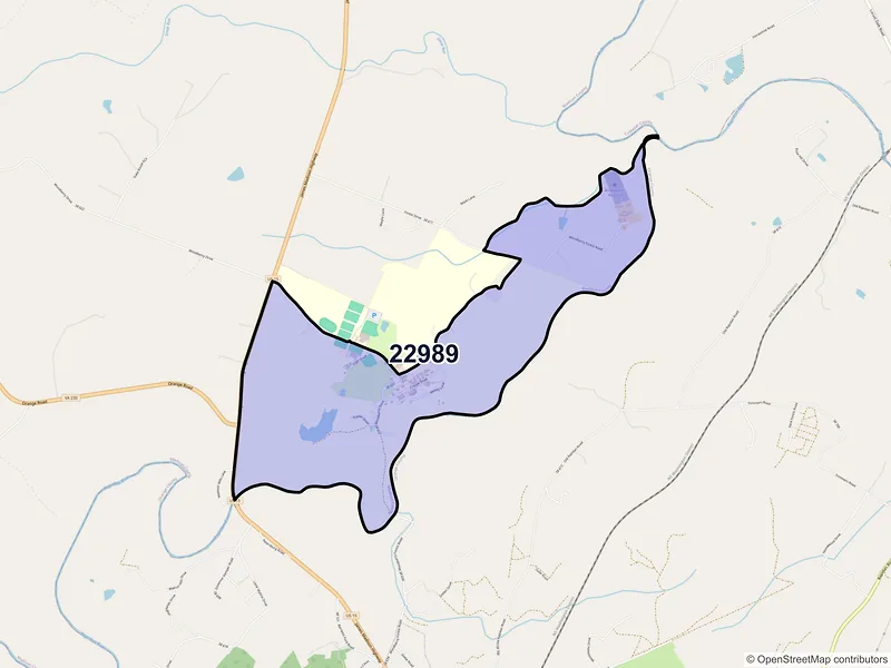 Map of Woodberry Forest, Virginia and ZIP codes
