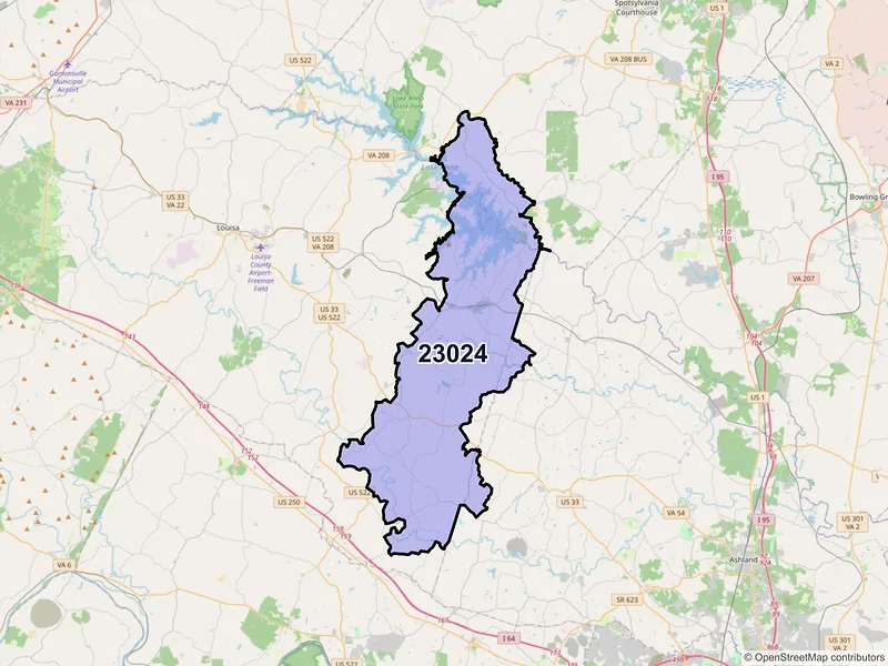 Map of ZIP Code 23024 — Bumpass, VA