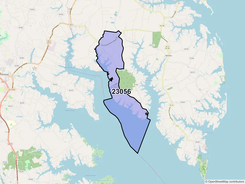 Map of ZIP Code 23056 — Foster, VA