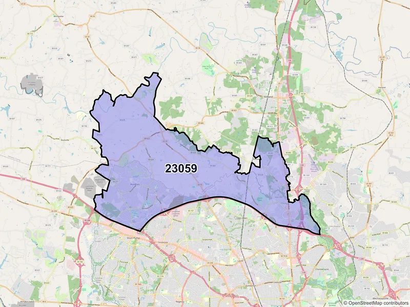 Map of ZIP Code 23059 — Glen Allen, VA