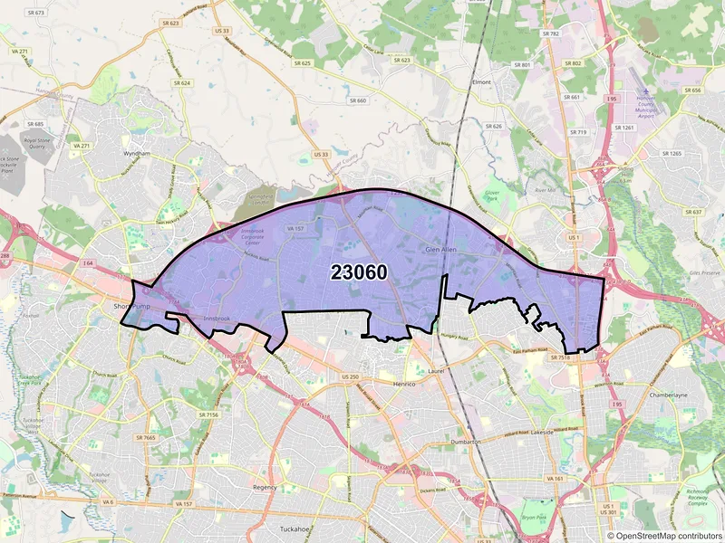 Map of ZIP Code 23060 — Glen Allen, VA