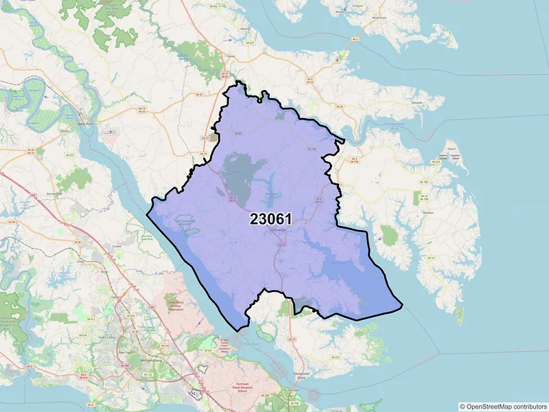 Map of ZIP Code 23061 — Gloucester, VA