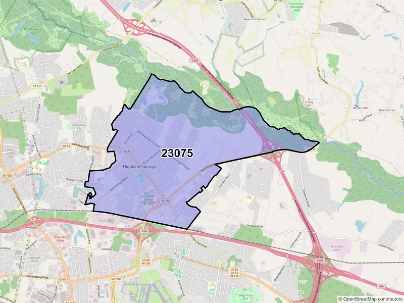 Map of ZIP Code 23075 — Henrico, VA