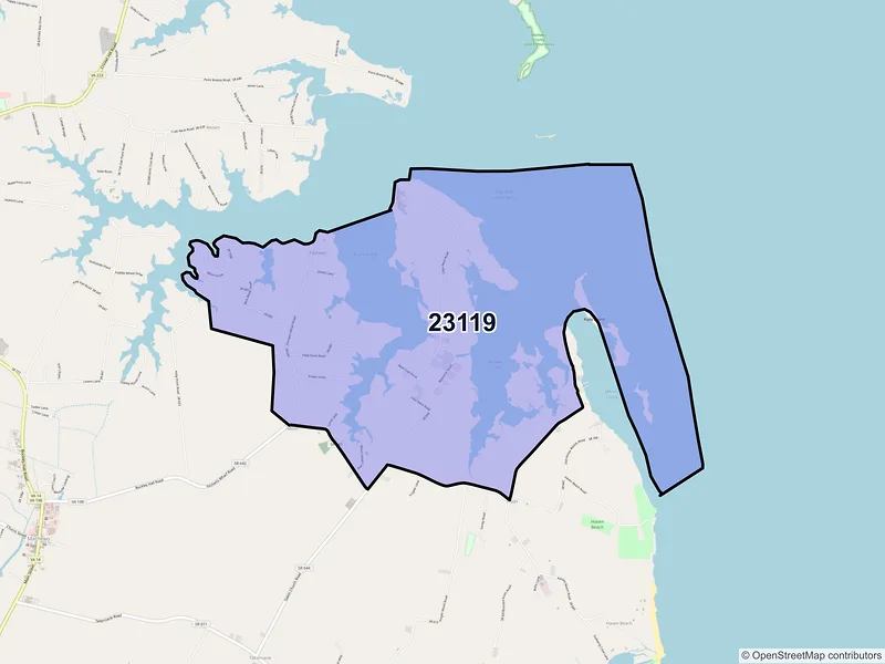 Map of ZIP Code 23119 — Moon, VA