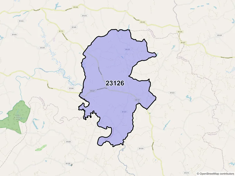Map of ZIP Code 23126 — Newtown, VA