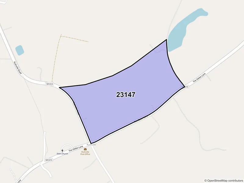 Map of Ruthville, Virginia and ZIP codes