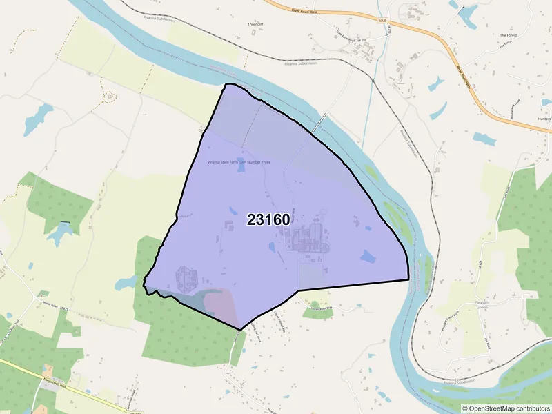 Map of ZIP Code 23160 — State Farm, VA