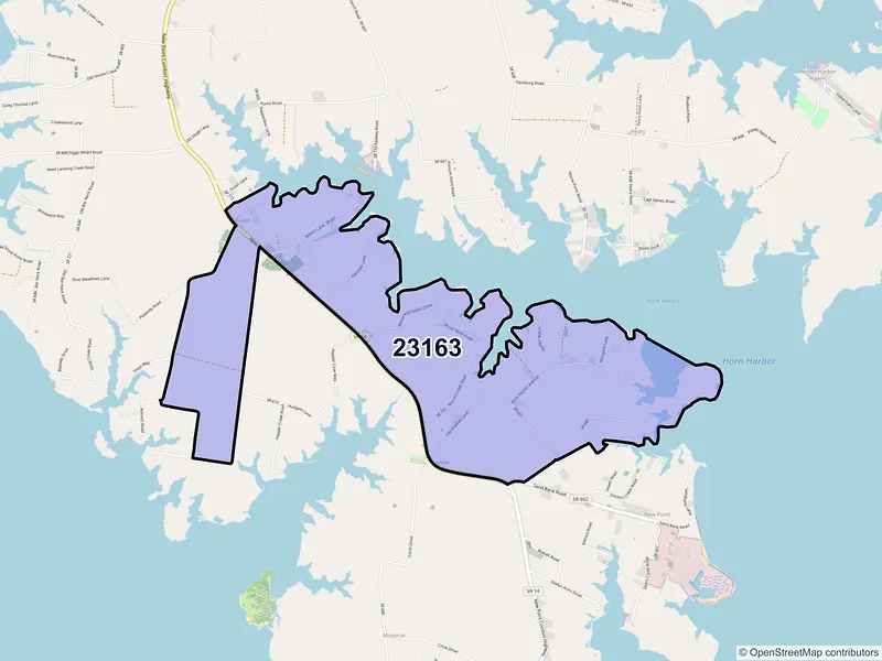 Map of ZIP Code 23163 — Susan, VA