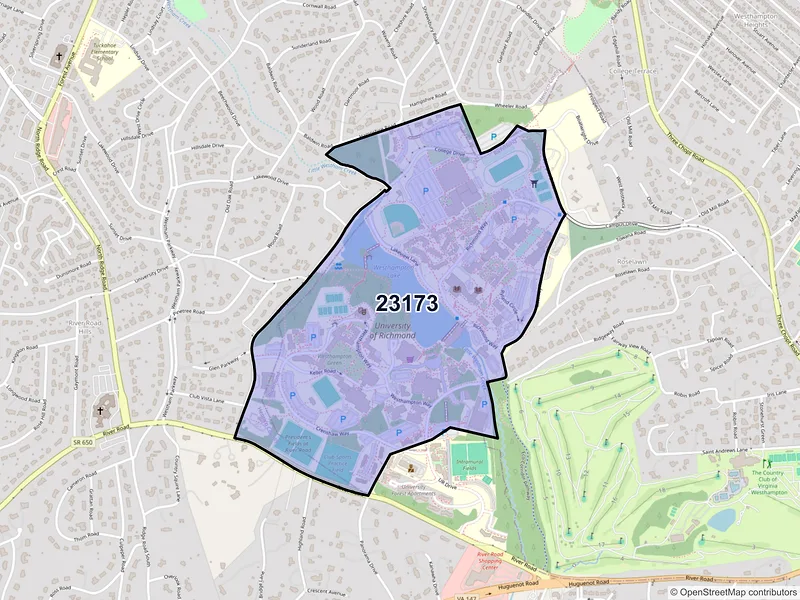 Map of ZIP Code 23173 — Richmond, VA
