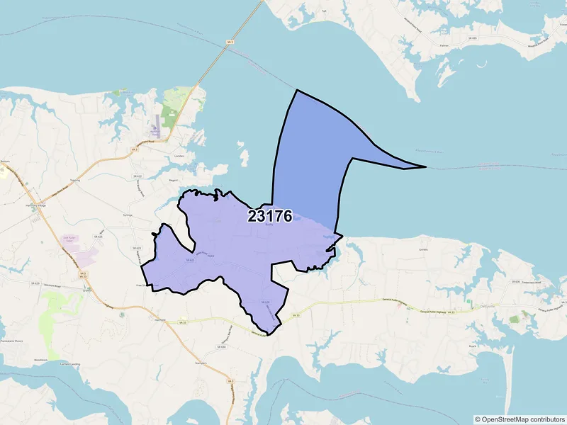 Map of ZIP Code 23176 — Wake, VA