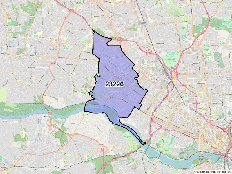 Map of ZIP Code 23226 — Richmond, VA