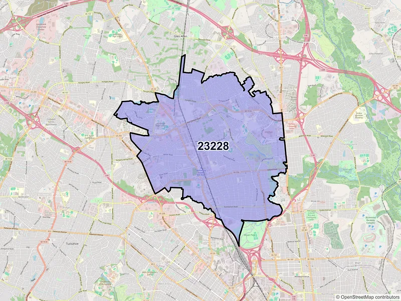 Map of ZIP Code 23228 — Henrico, VA