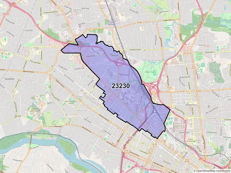 Map of ZIP Code 23230 — Richmond, VA