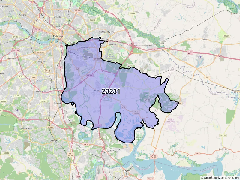 Map of ZIP Code 23231 — Henrico, VA