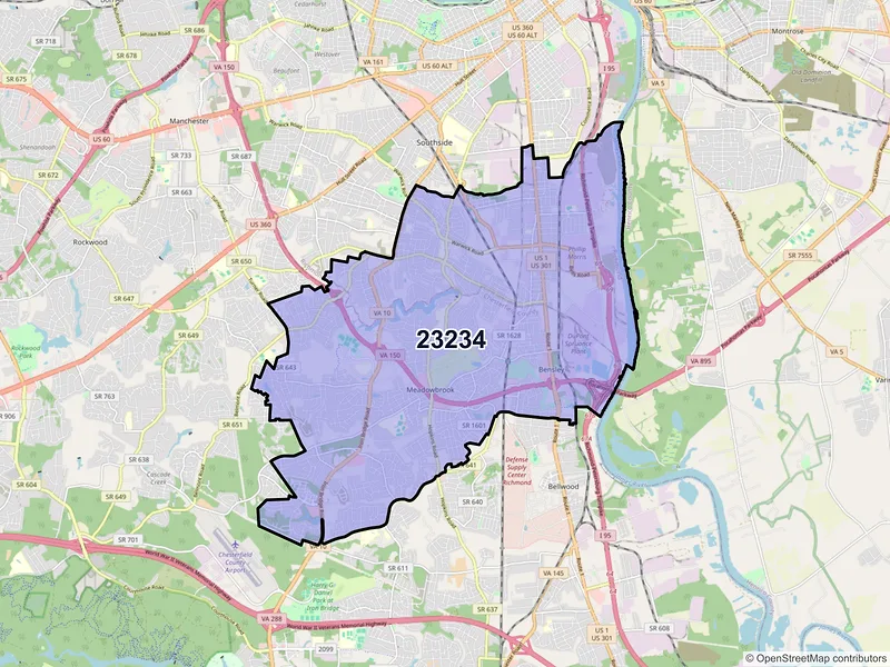 Map of ZIP Code 23234 — Richmond, VA