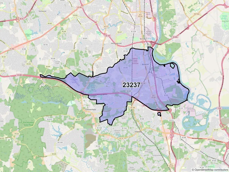 Map of ZIP Code 23237 — Richmond, VA