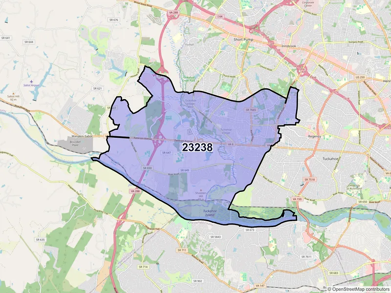 Map of ZIP Code 23238 — Henrico, VA