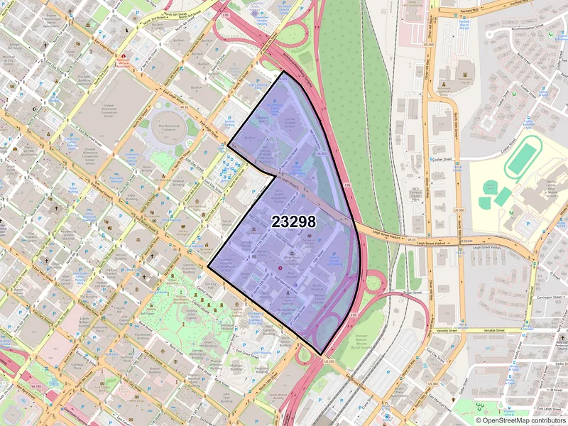 Map of ZIP Code 23298 — Richmond, VA