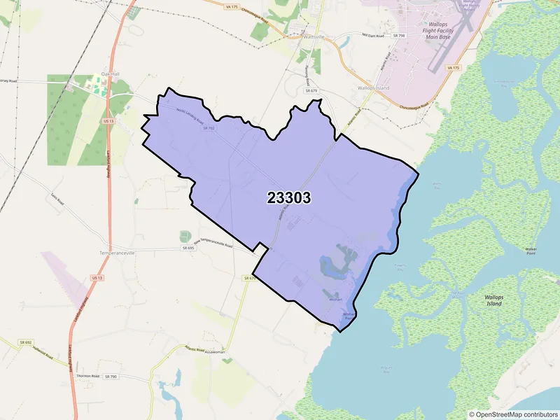 Map of ZIP Code 23303 — Atlantic, VA