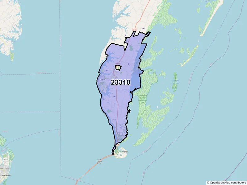 Map of ZIP Code 23310 — Cape Charles, VA