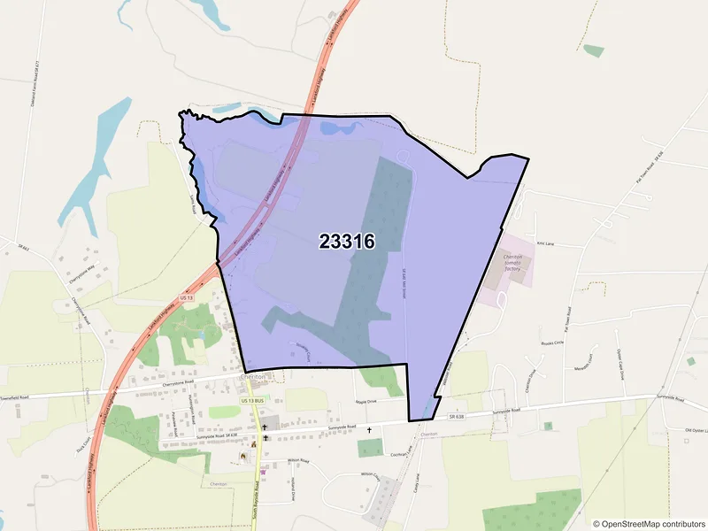 Map of Cheriton, Virginia and ZIP codes