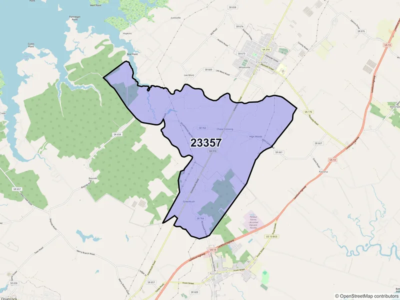 Map of Greenbush, Virginia and ZIP codes