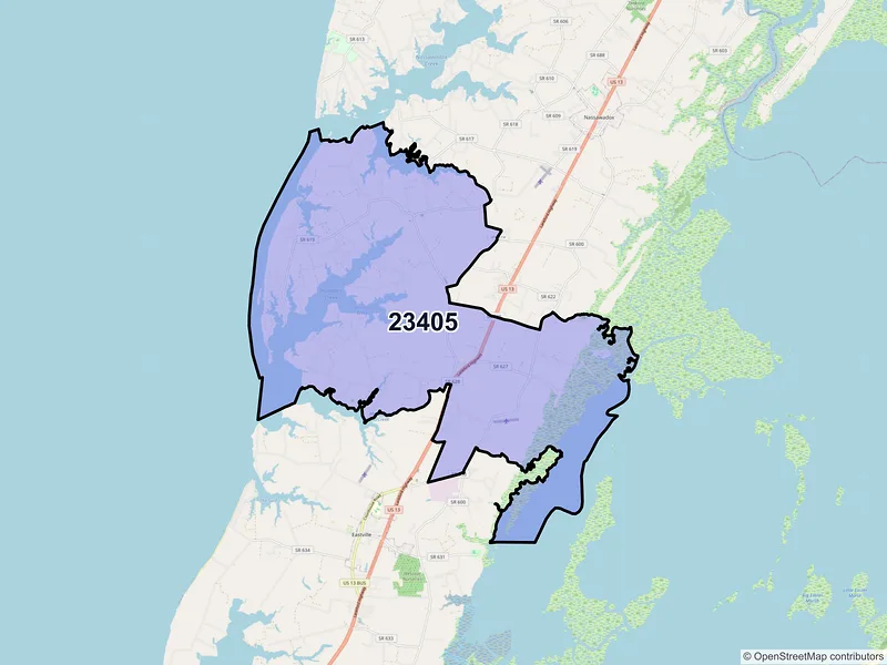 Map of Machipongo, Virginia and ZIP codes