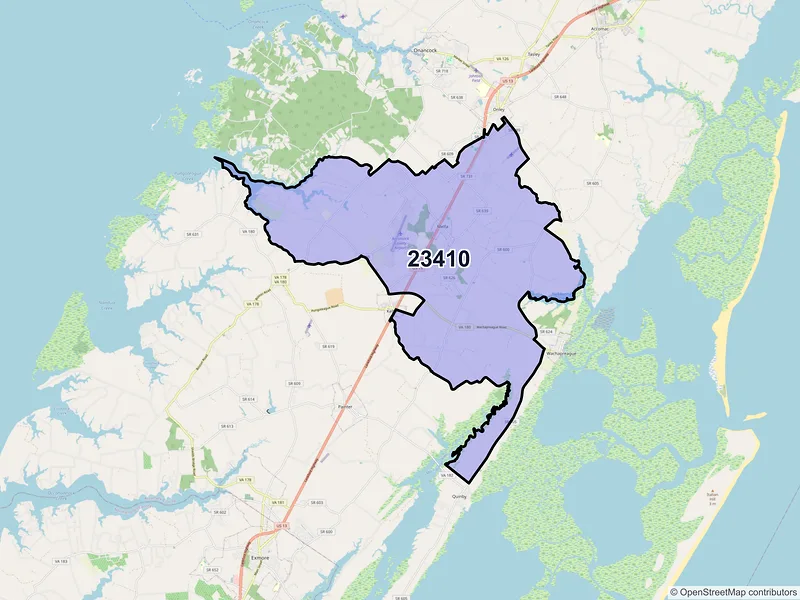 Map of ZIP Code 23410 — Melfa, VA