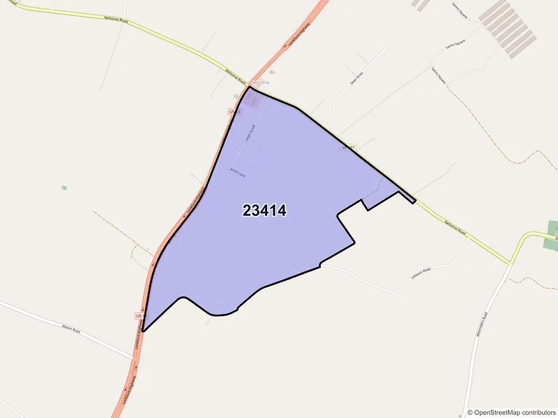Map of Nelsonia, Virginia and ZIP codes