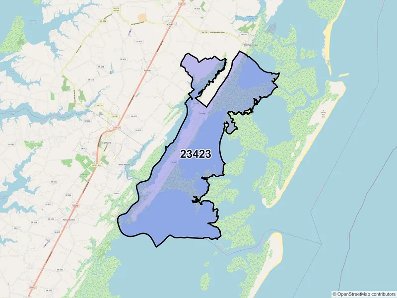 Map of Quinby, Virginia and ZIP codes