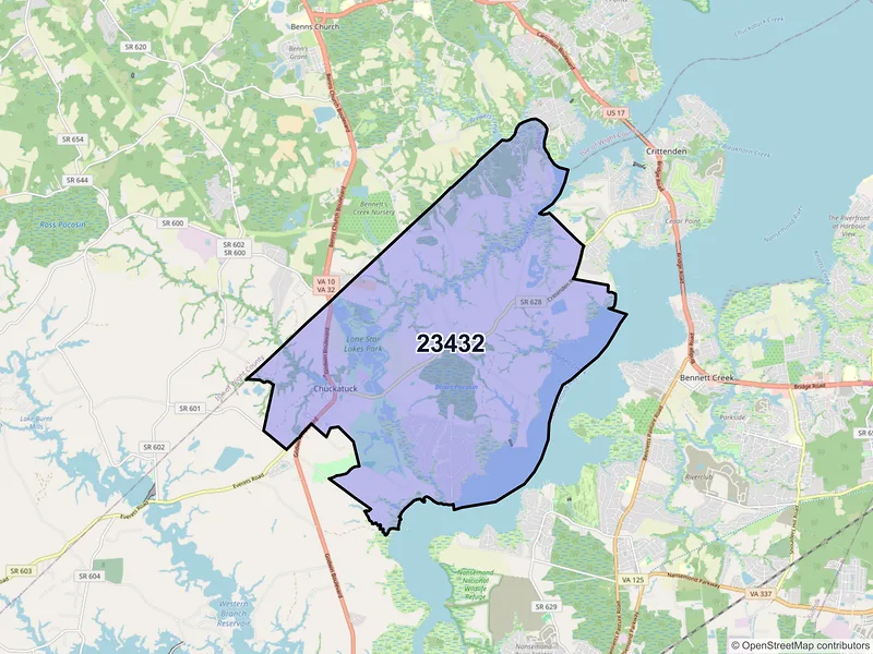 Map of ZIP Code 23432 — Suffolk, VA