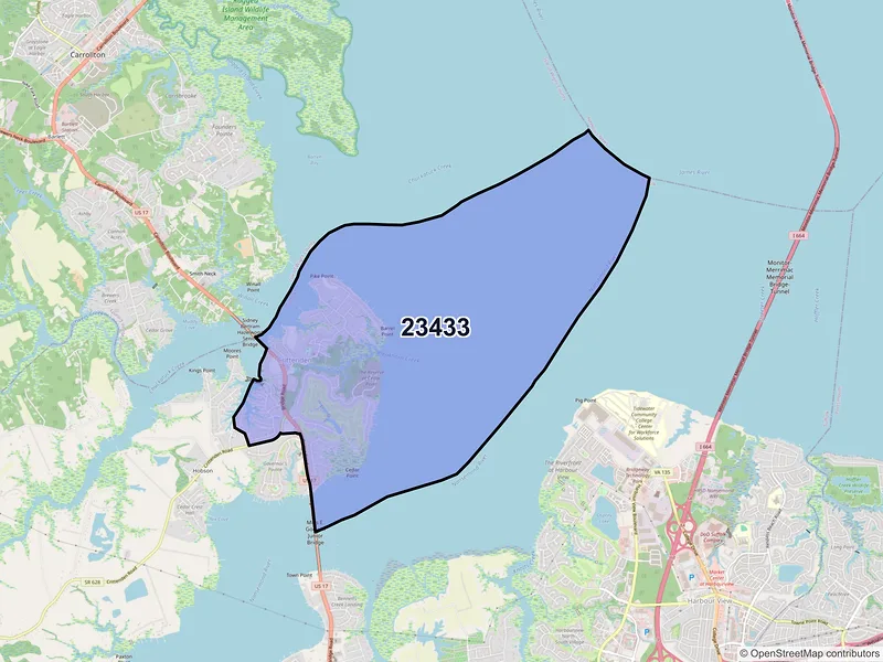 Map of ZIP Code 23433 — Suffolk, VA