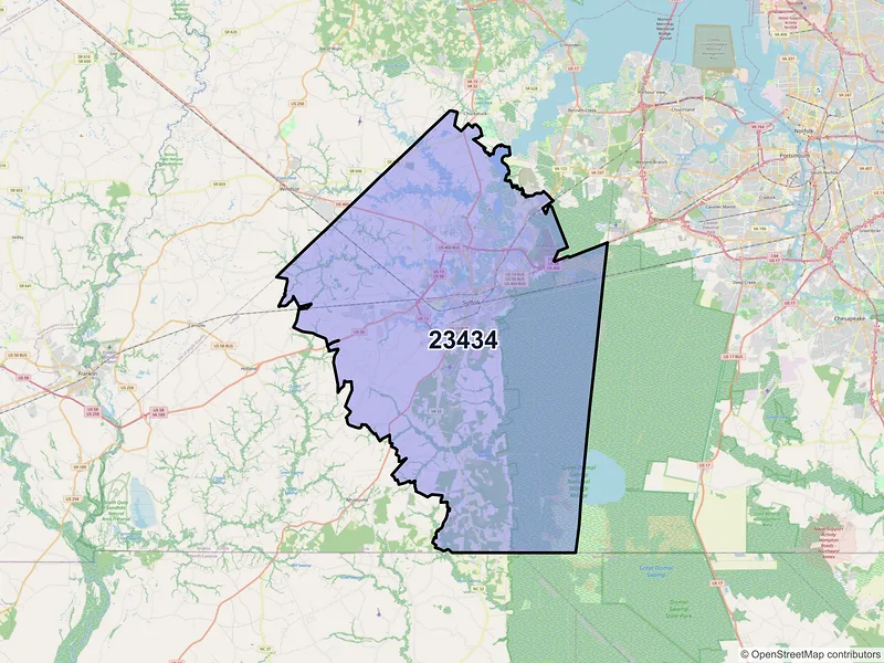 Map of ZIP Code 23434 — Suffolk, VA