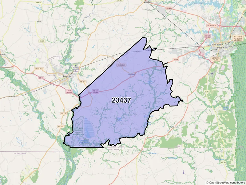 Map of ZIP Code 23437 — Suffolk, VA