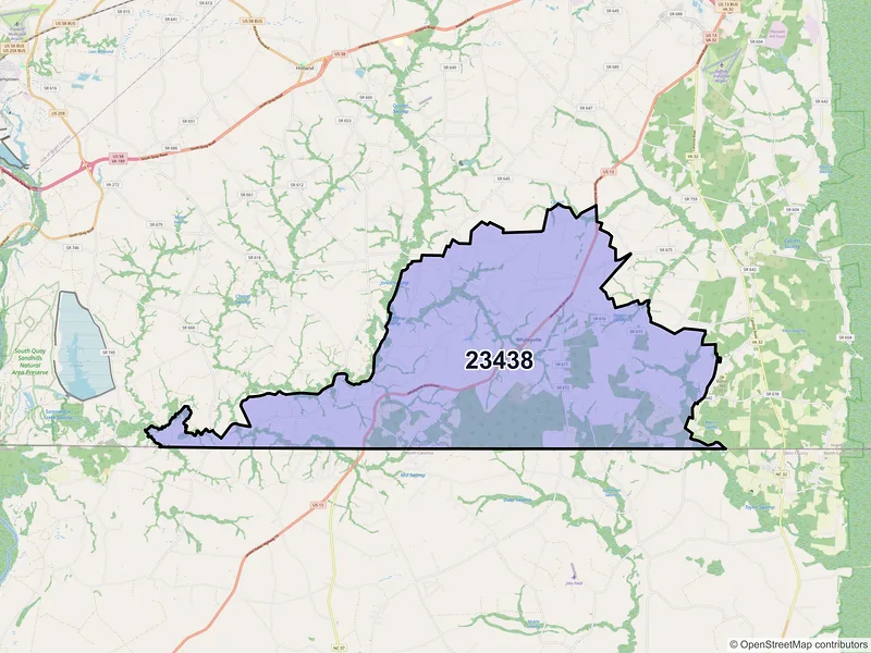 Map of ZIP Code 23438 — Suffolk, VA