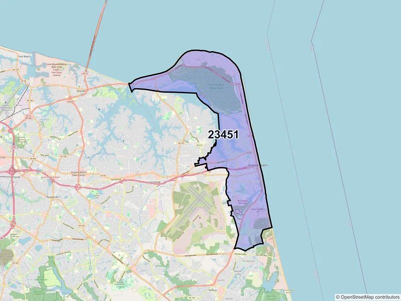Map of ZIP Code 23451 — Virginia Beach, VA