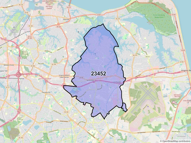 Map of ZIP Code 23452 — Virginia Beach, VA