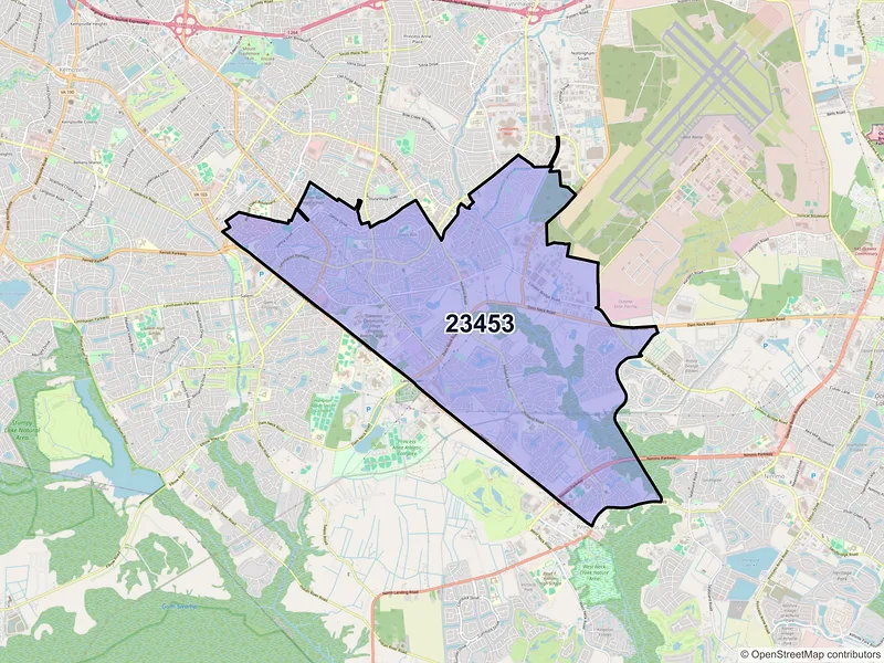 Map of ZIP Code 23453 — Virginia Beach, VA