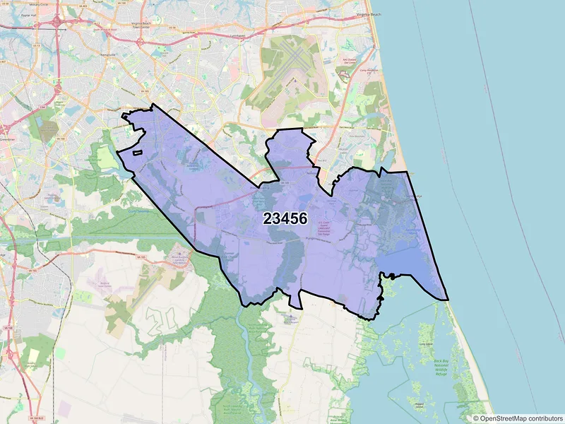 Map of ZIP Code 23456 — Virginia Beach, VA