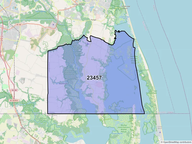 Map of ZIP Code 23457 — Virginia Beach, VA