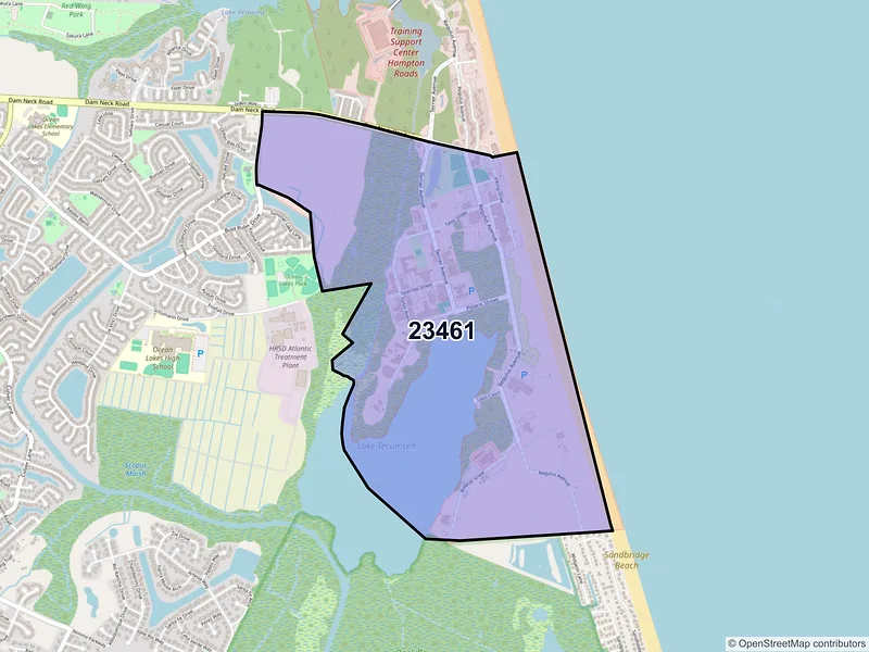 Map of ZIP Code 23461 — Virginia Beach, VA