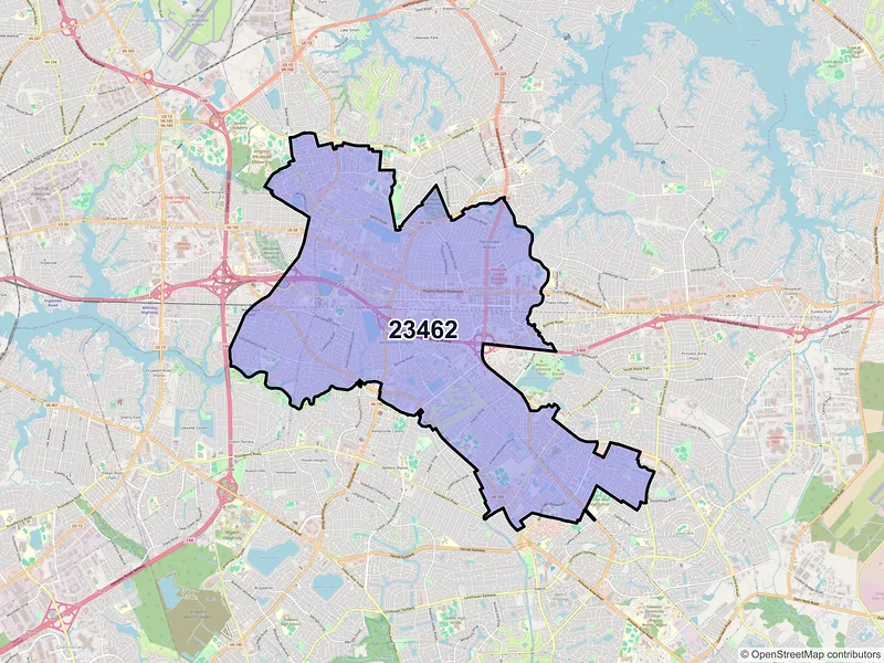 Map of ZIP Code 23462 — Virginia Beach, VA