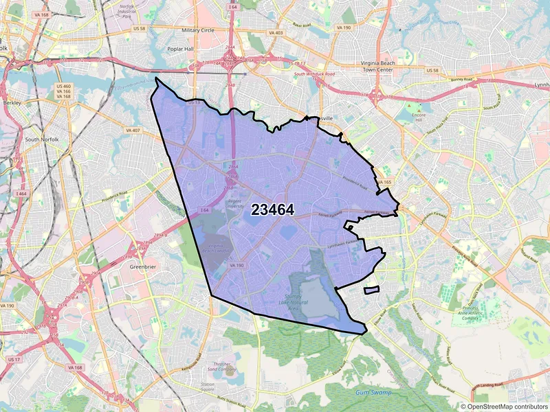 Map of ZIP Code 23464 — Virginia Beach, VA
