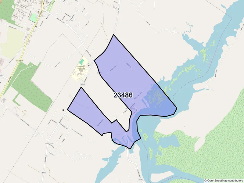 Map of Willis Wharf, Virginia and ZIP codes