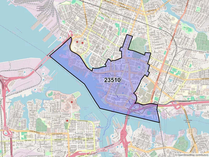 Map of ZIP Code 23510 — Norfolk, VA