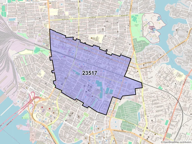 Map of ZIP Code 23517 — Norfolk, VA